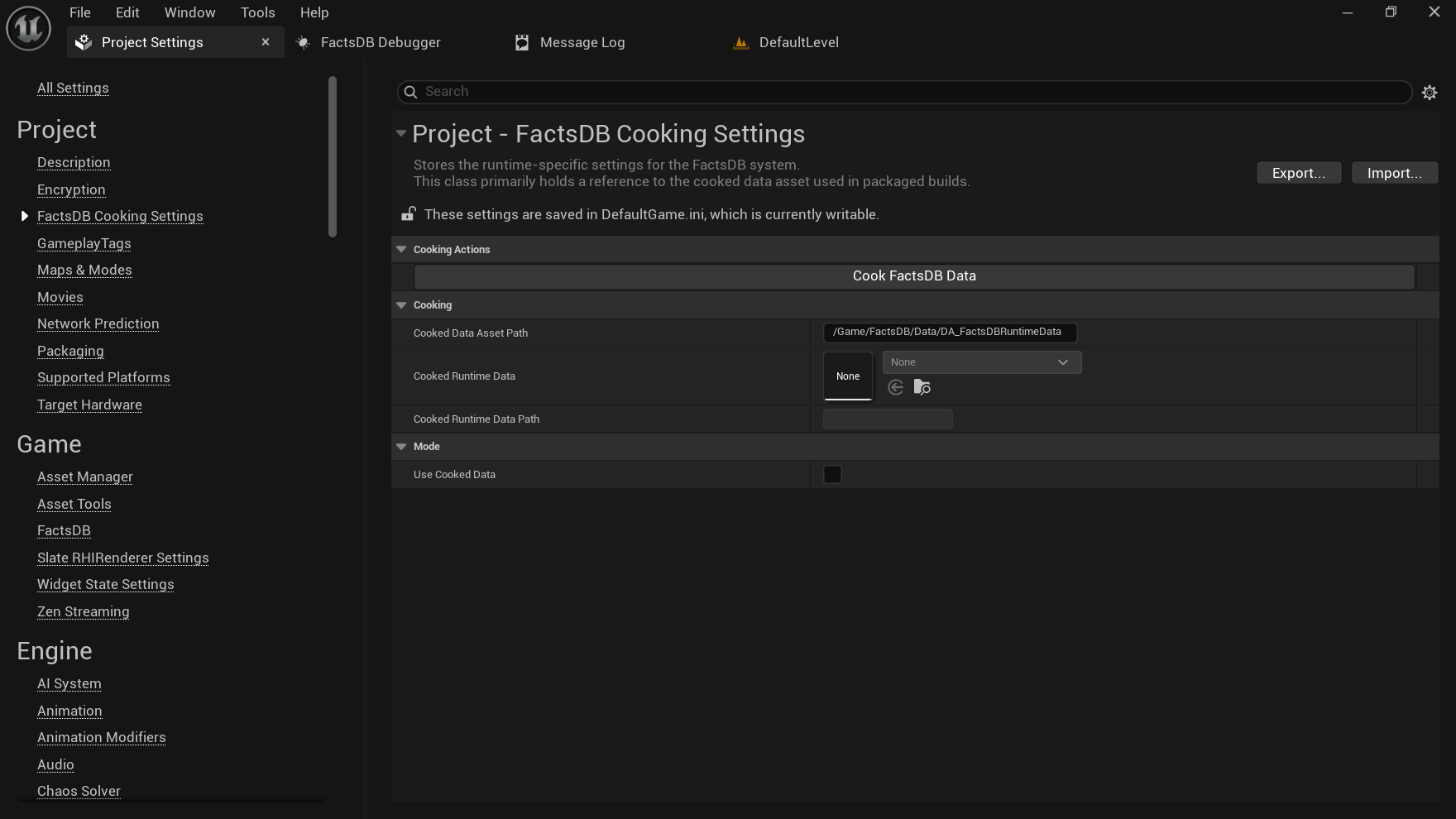 FactsDB Menu