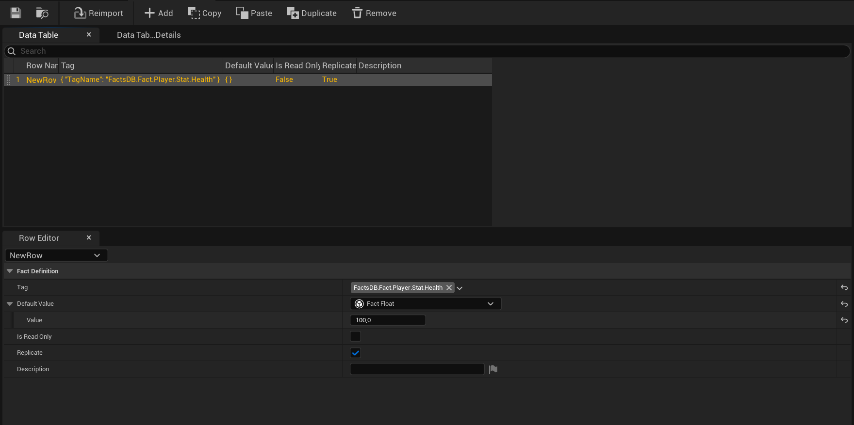 Defining the Health Fact in the DataTable