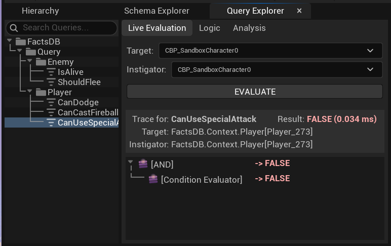 The Live Evaluation trace view showing a step-by-step breakdown