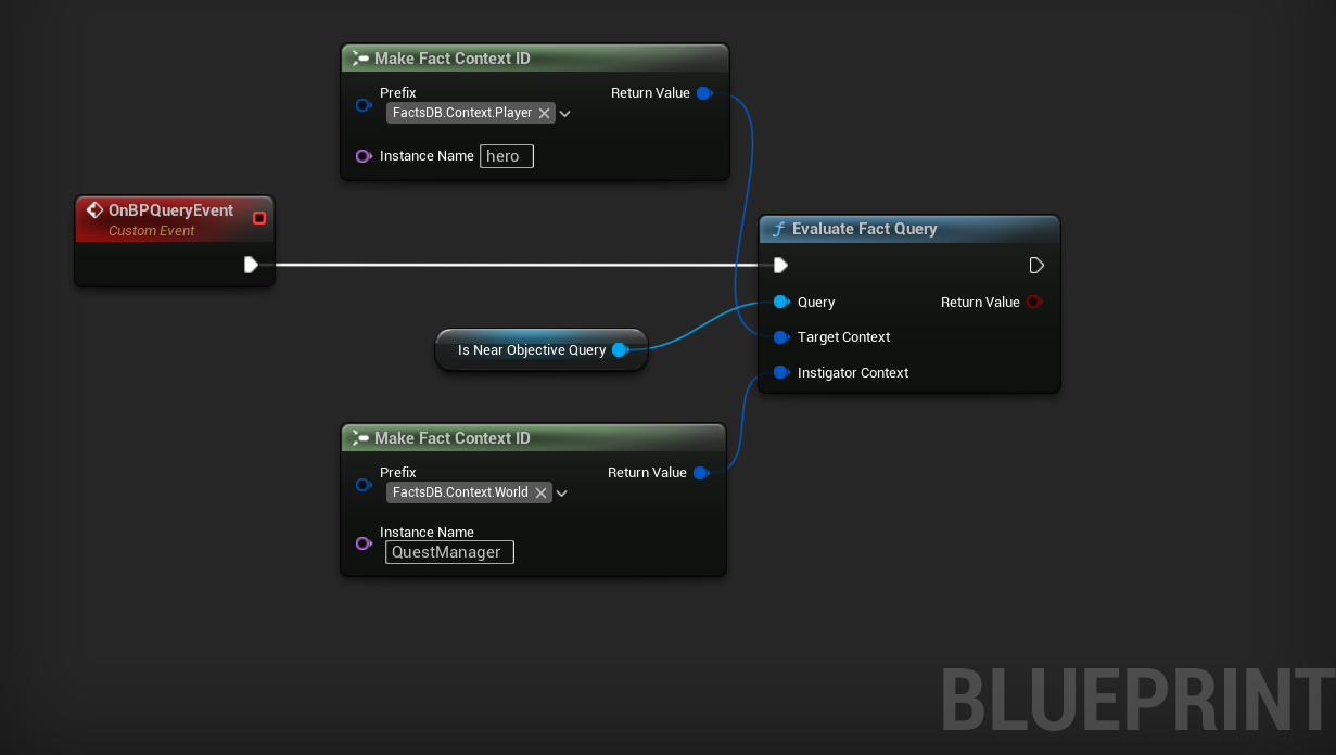 Using the instanced Blueprint Query variable in the graph.